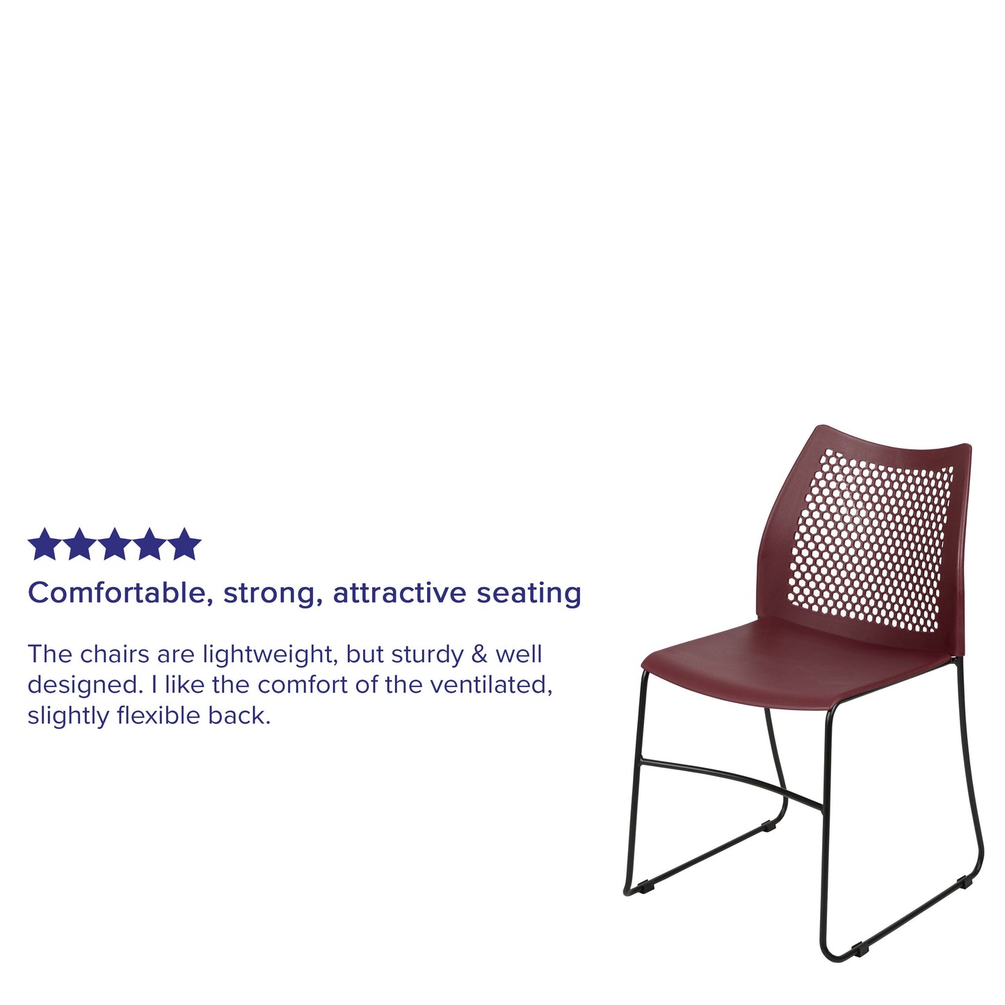 Burgundy Plastic Stack Chair RUT-498A-BY-GG