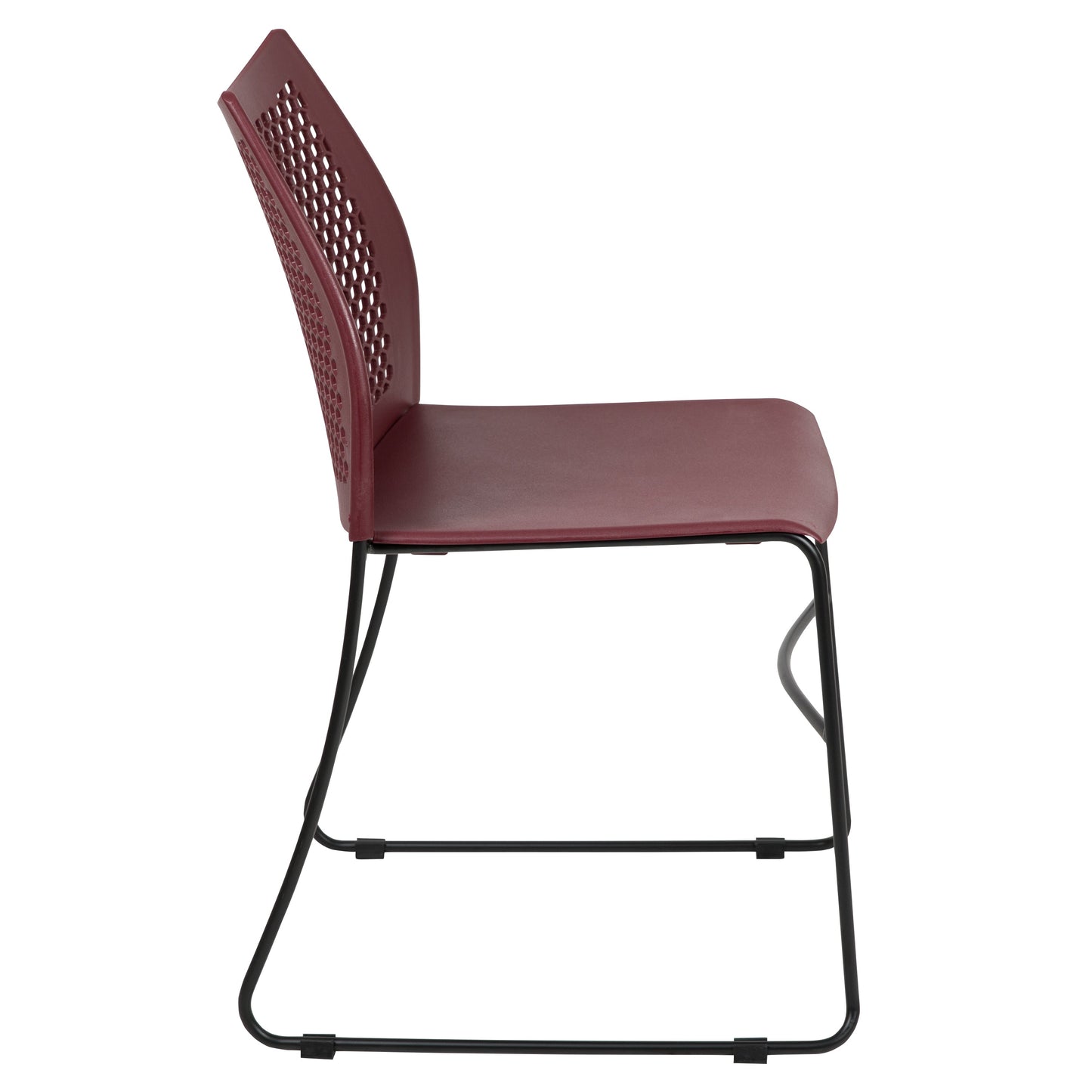 Burgundy Plastic Stack Chair RUT-498A-BY-GG