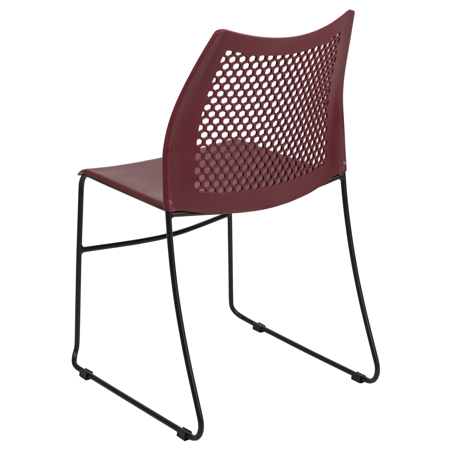 Burgundy Plastic Stack Chair RUT-498A-BY-GG