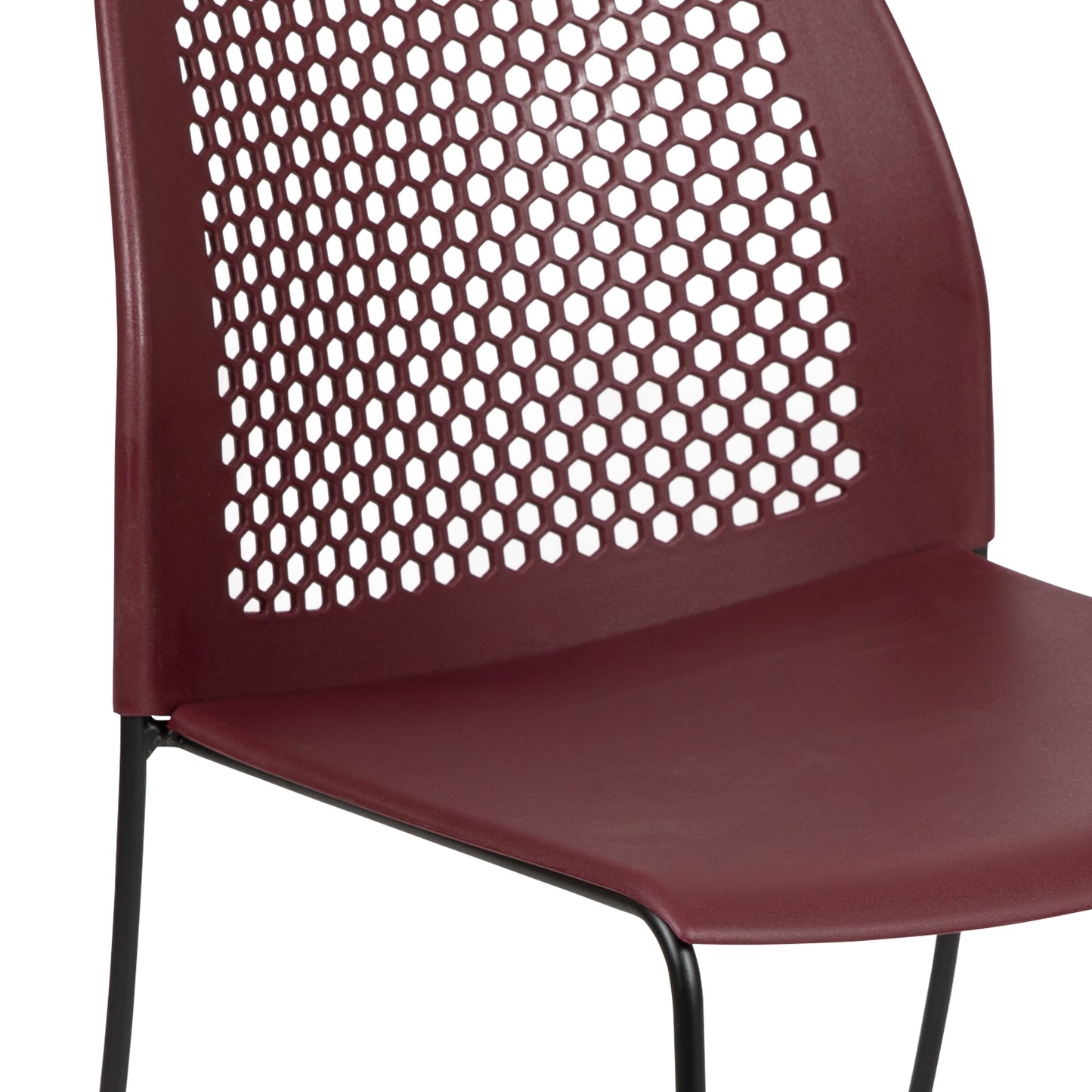 Burgundy Plastic Stack Chair RUT-498A-BY-GG