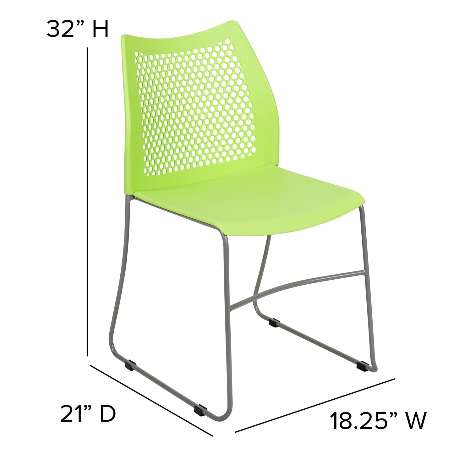 Green Plastic Stack Chair RUT-498A-GN-GG