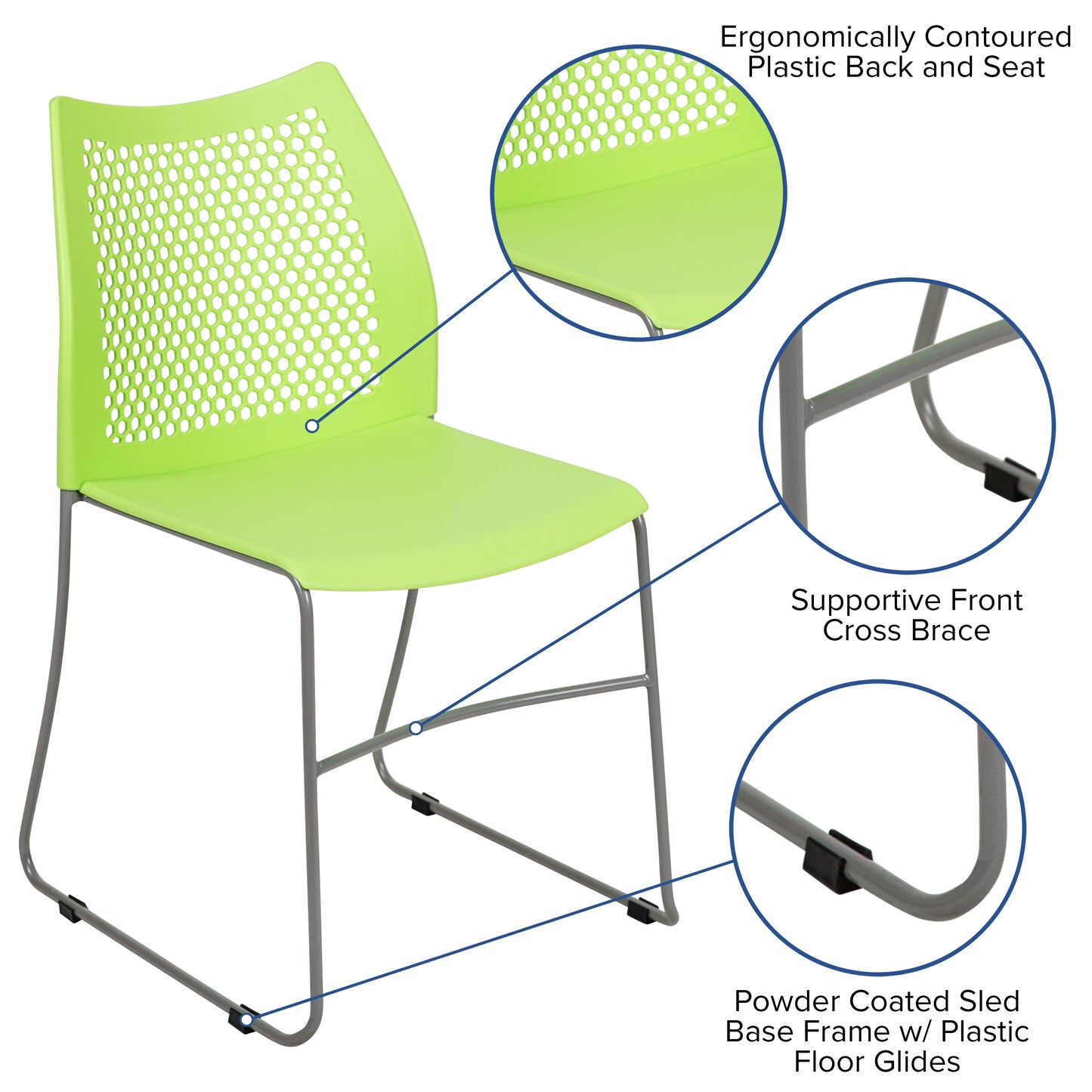 Green Plastic Stack Chair RUT-498A-GN-GG