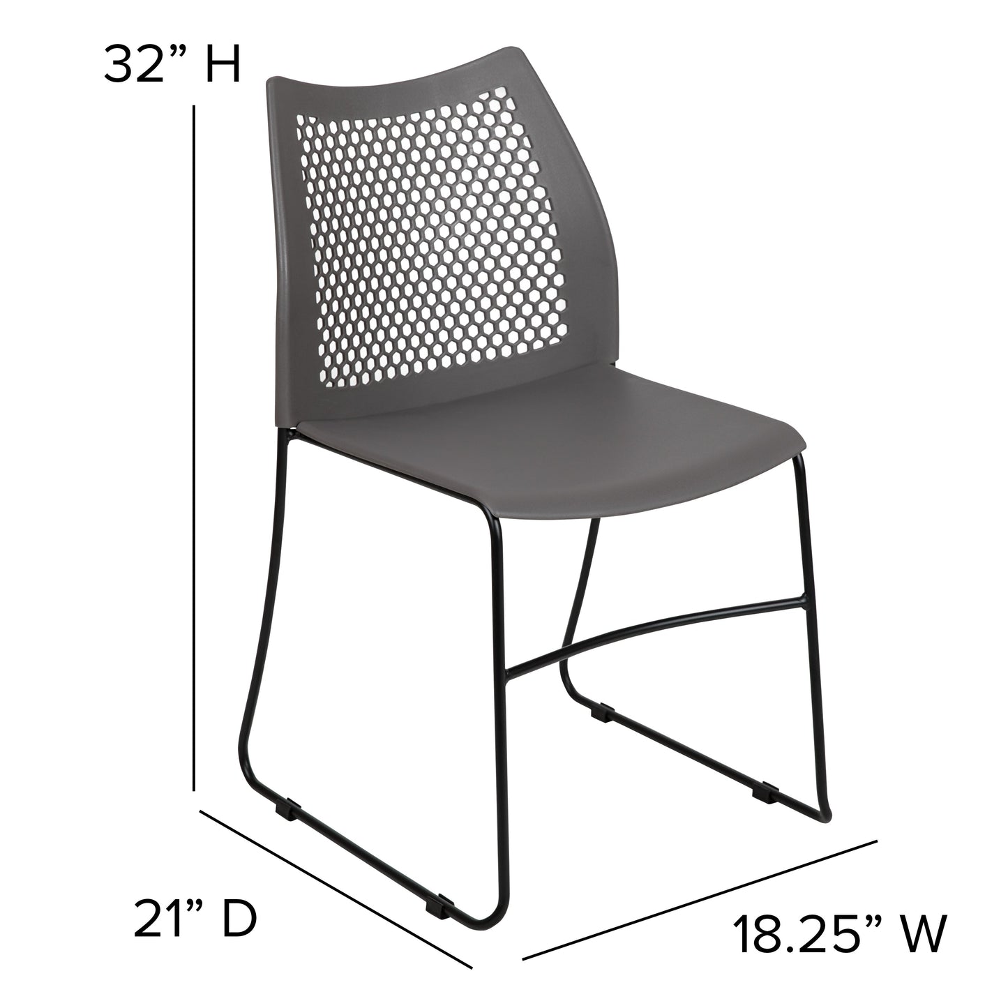 Gray Plastic Stack Chair RUT-498A-GY-GG