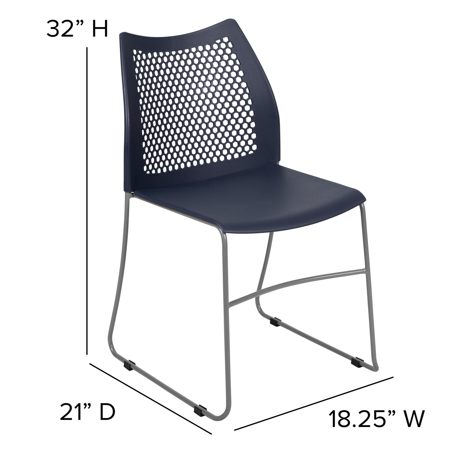 Navy Plastic Stack Chair RUT-498A-NY-GG