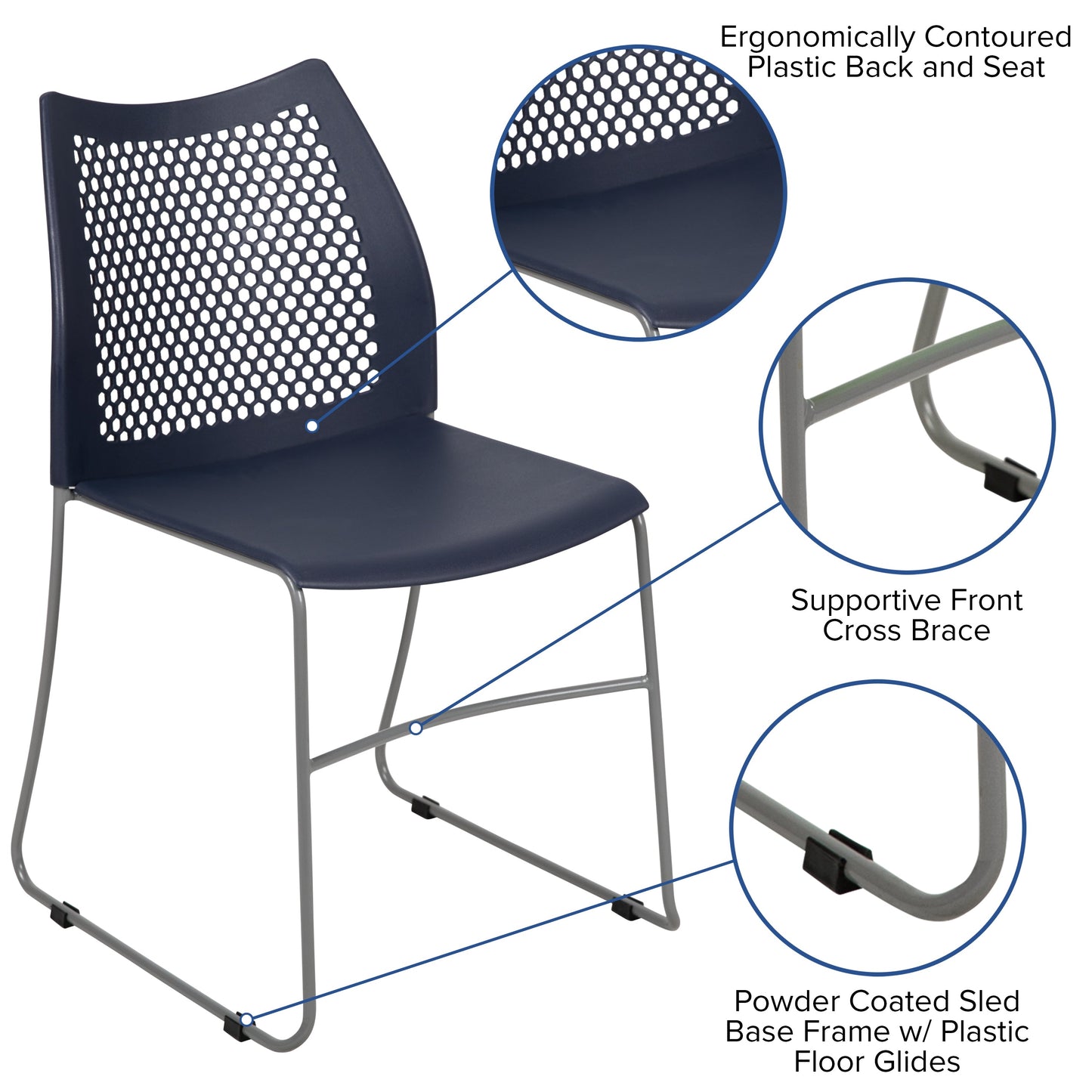 Navy Plastic Stack Chair RUT-498A-NY-GG