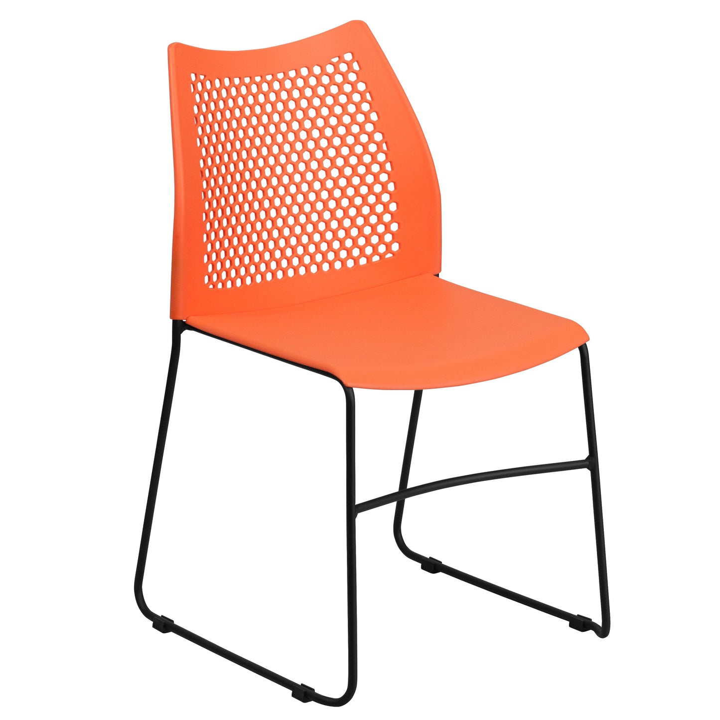 Orange Plastic Stack Chair RUT-498A-ORANGE-GG