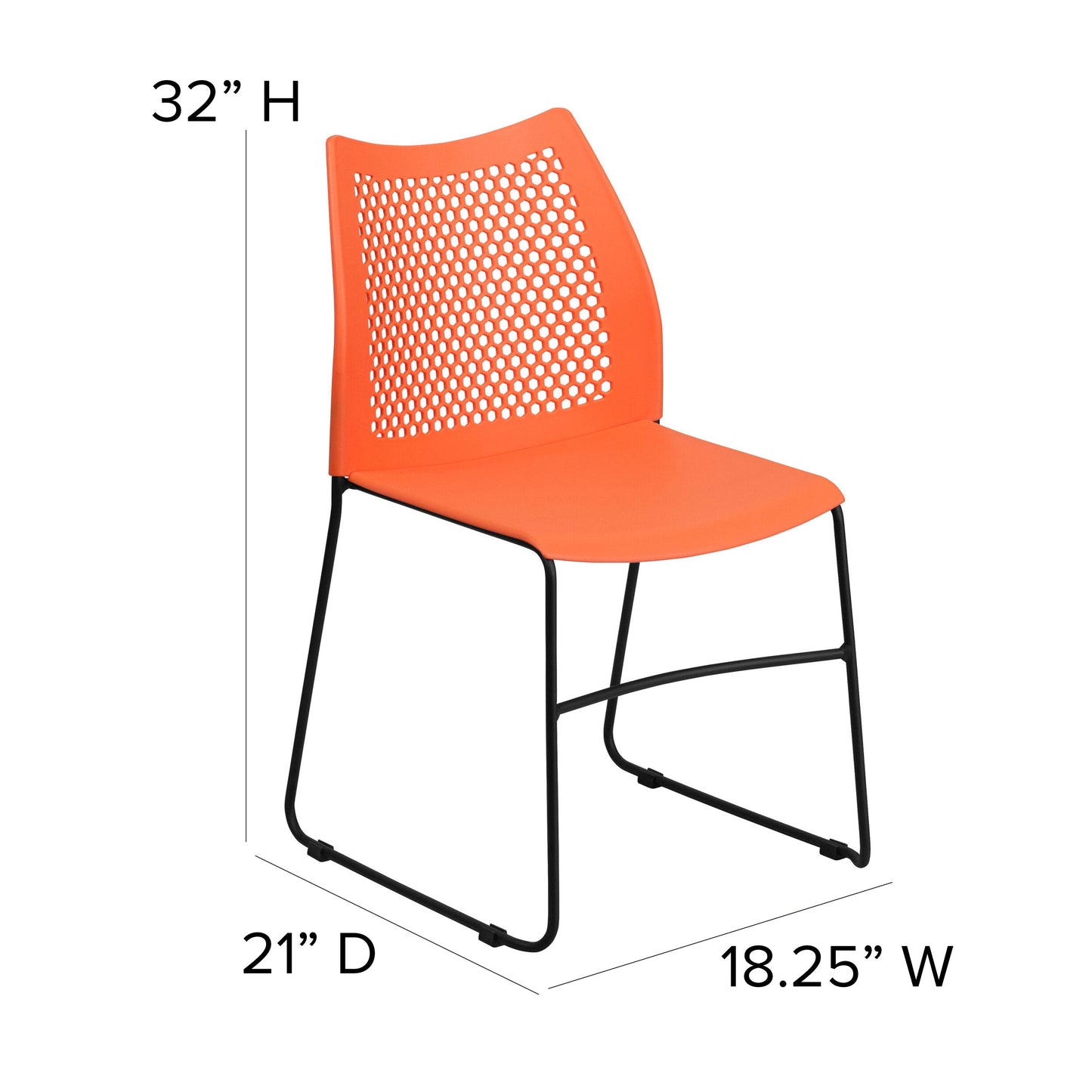 Orange Plastic Stack Chair RUT-498A-ORANGE-GG