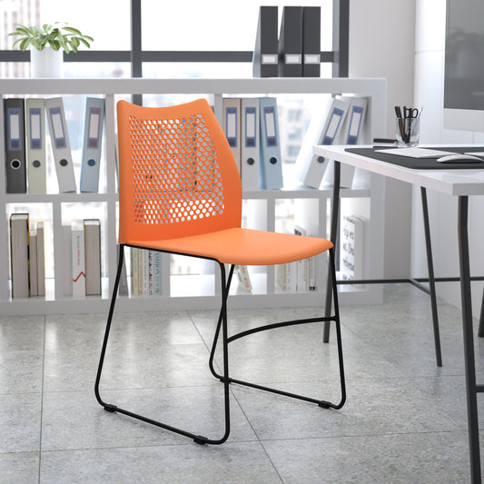 Orange Plastic Stack Chair RUT-498A-ORANGE-GG