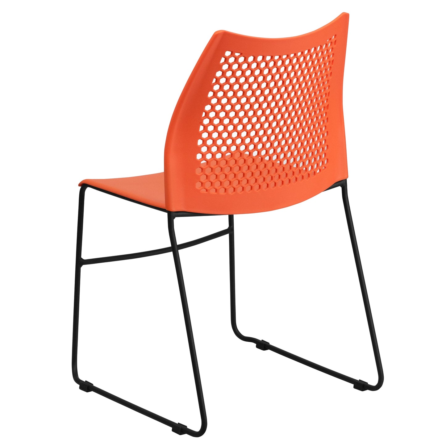 Orange Plastic Stack Chair RUT-498A-ORANGE-GG