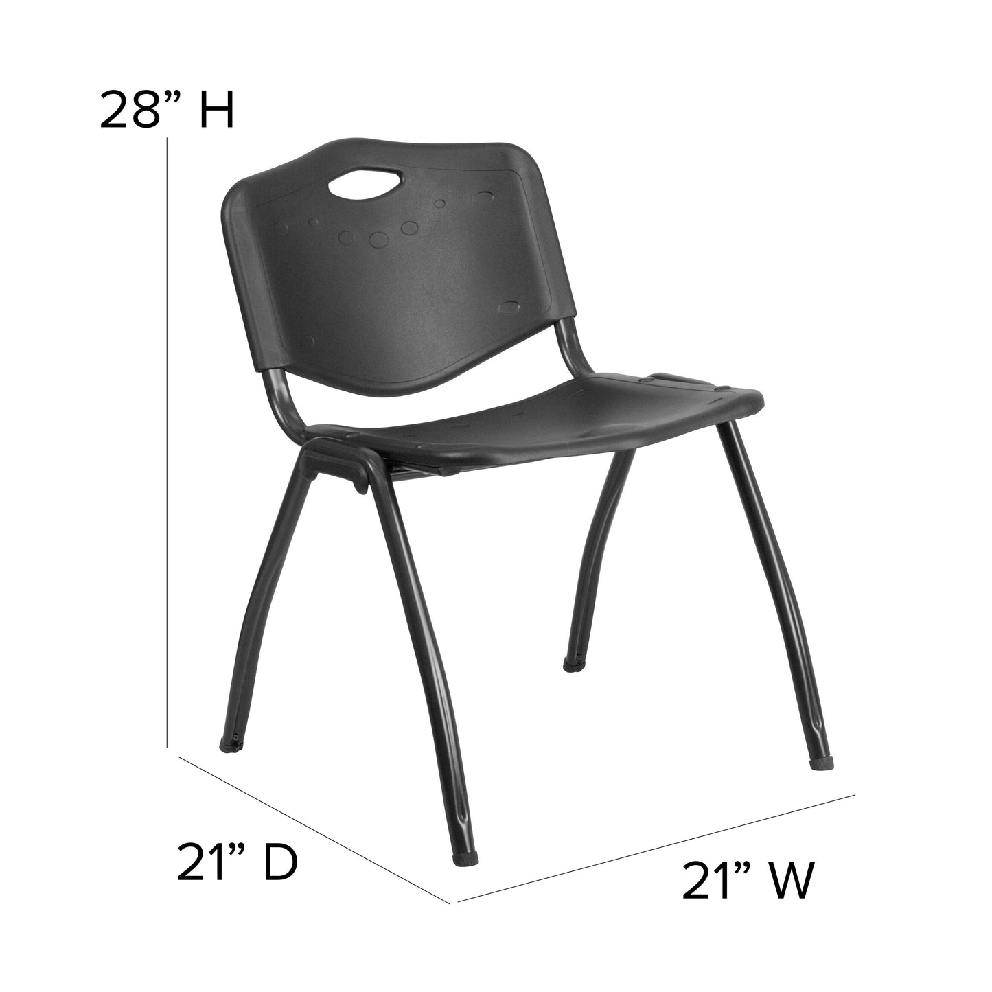 Black Plastic Stack Chair RUT-D01-BK-GG