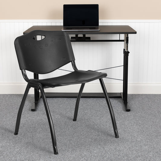 Black Plastic Stack Chair RUT-D01-BK-GG