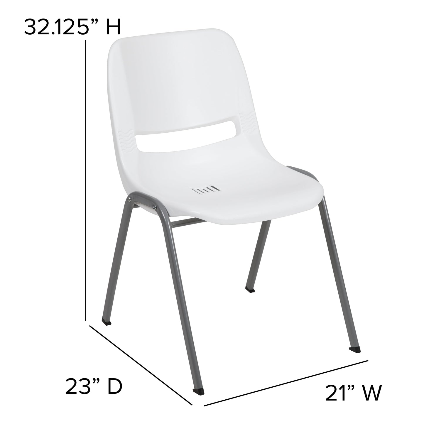 White Shell Stack Chair RUT-EO1-WH-GG