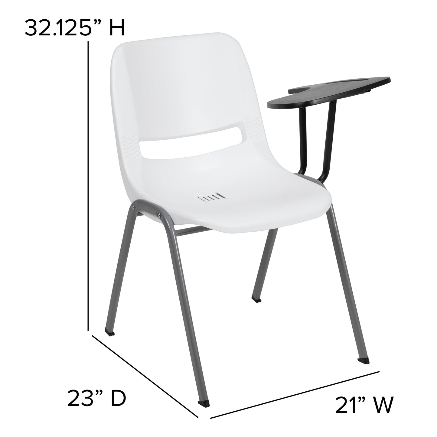 White Tablet Arm Chair RUT-EO1-WH-LTAB-GG