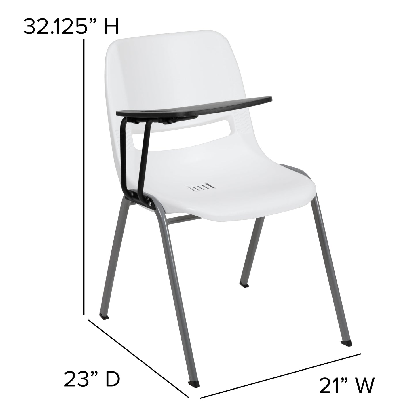 White Tablet Arm Chair RUT-EO1-WH-RTAB-GG