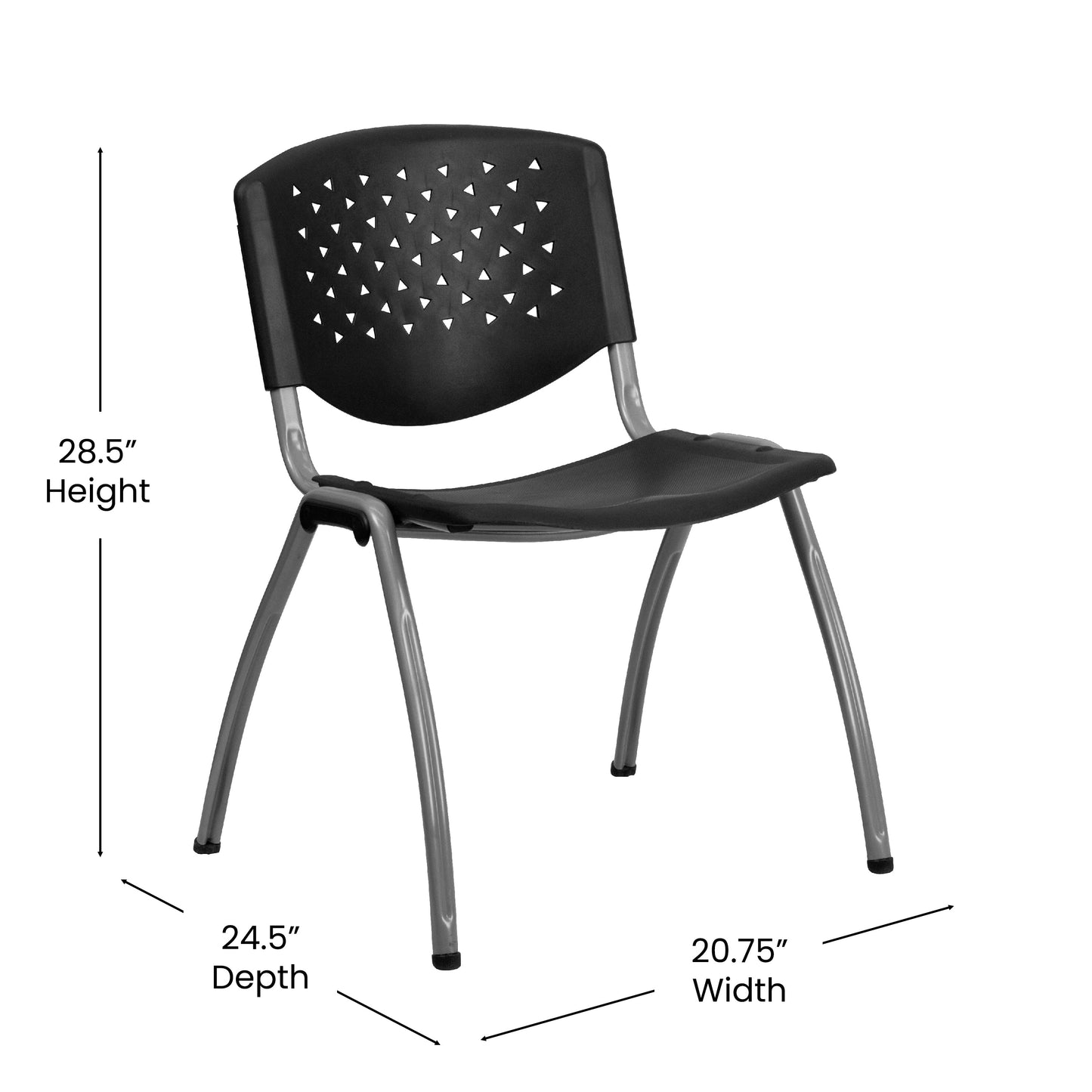 Black Plastic Stack Chair RUT-F01A-BK-GG