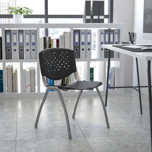 Black Plastic Stack Chair RUT-F01A-BK-GG