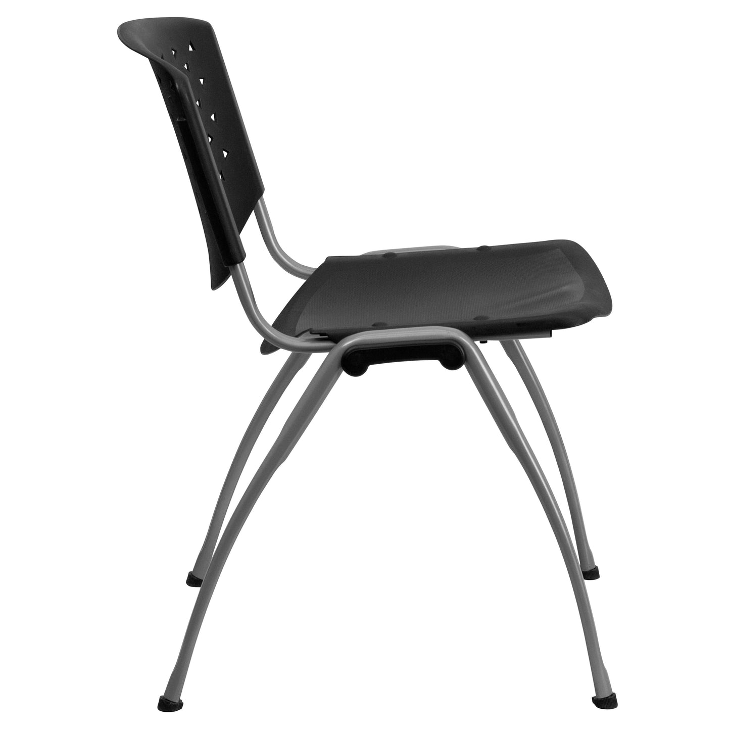 Black Plastic Stack Chair RUT-F01A-BK-GG