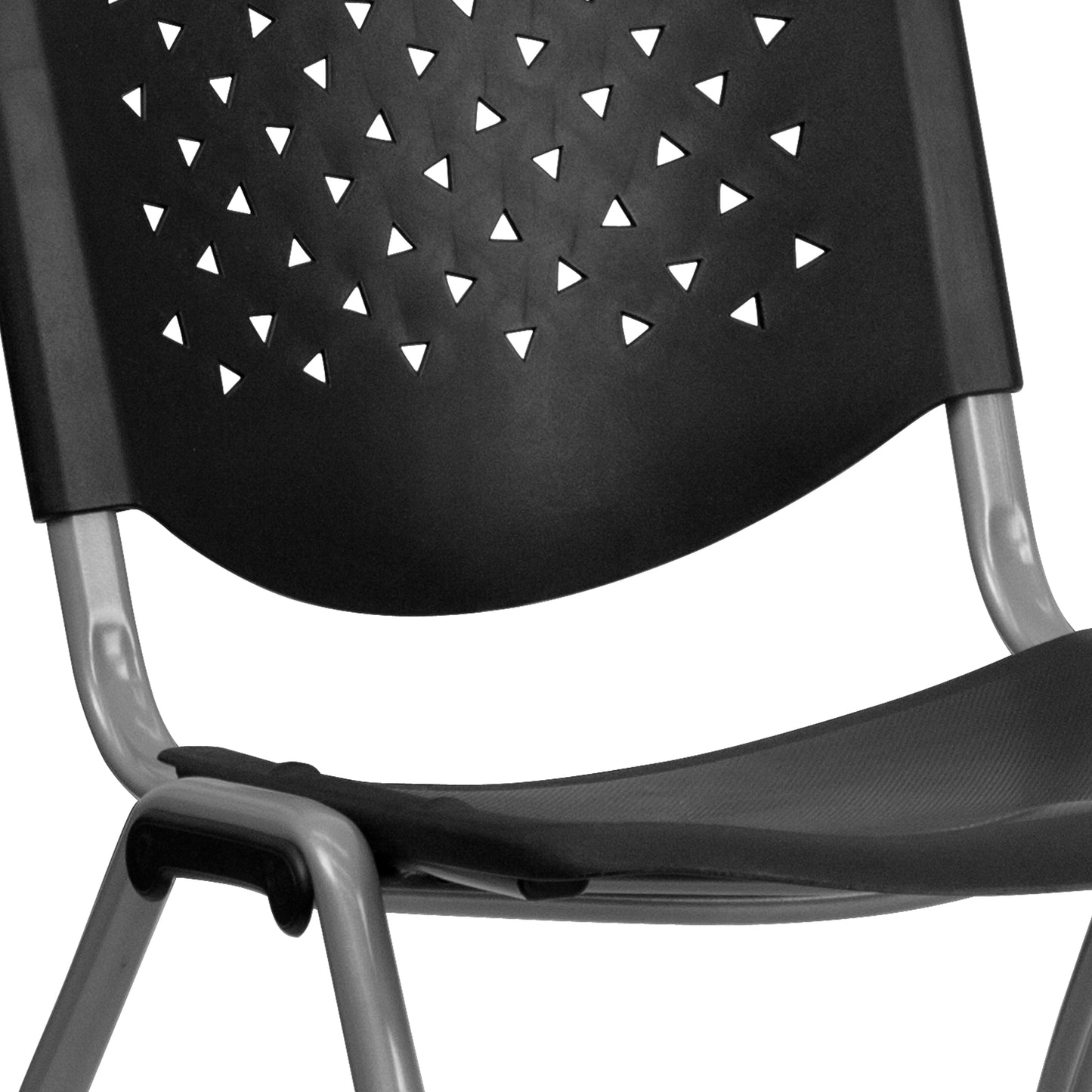 Black Plastic Stack Chair RUT-F01A-BK-GG