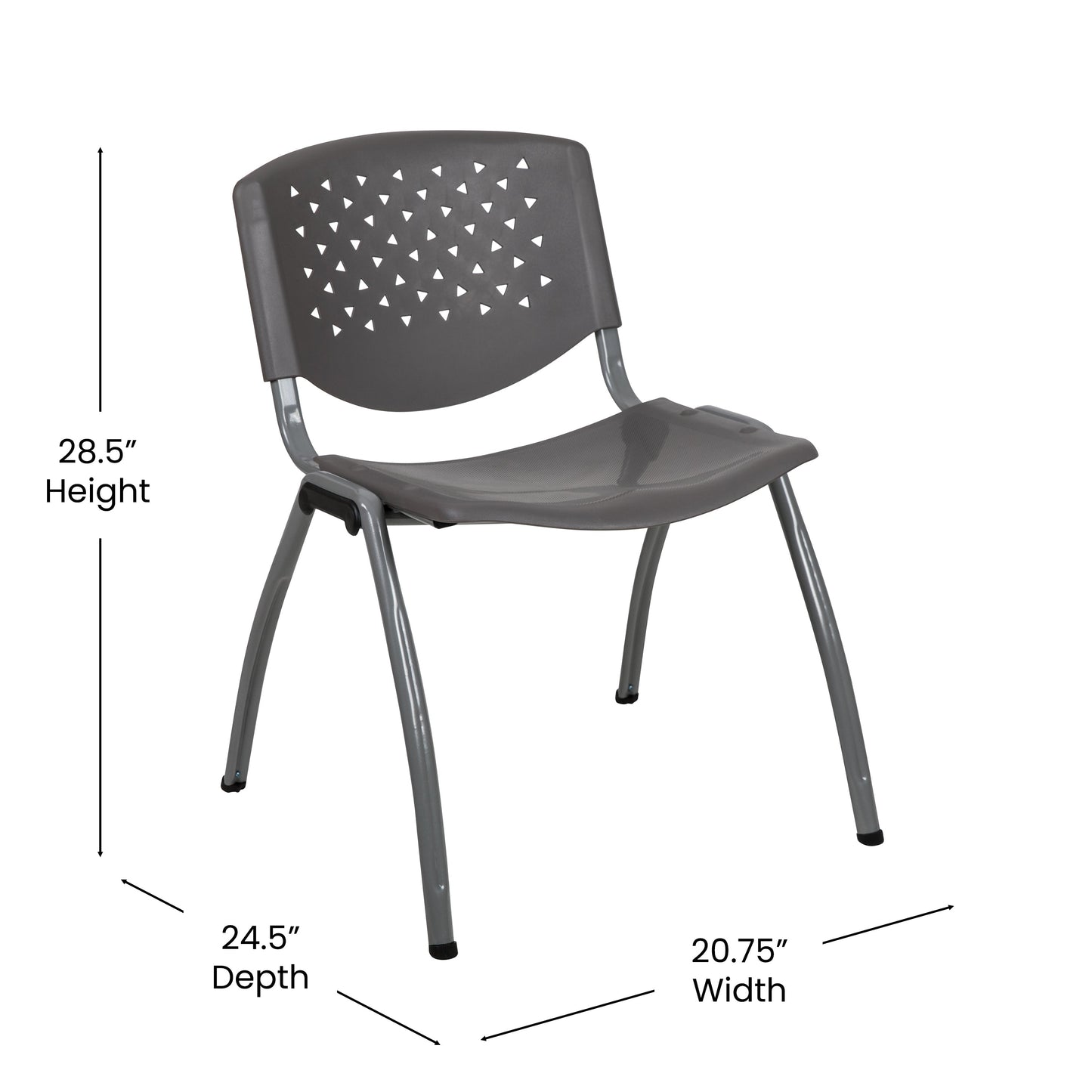 Gray Plastic Stack Chair RUT-F01A-GY-GG