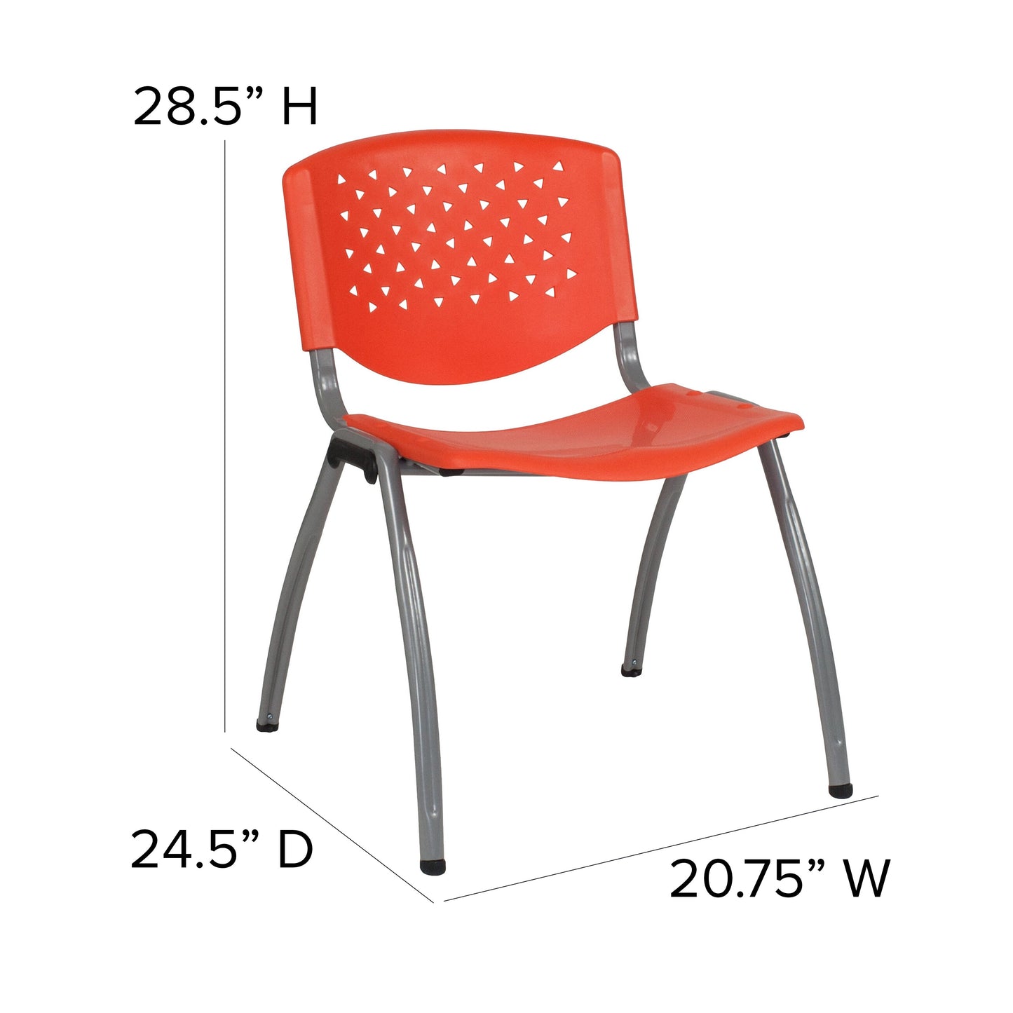 Orange Plastic Stack Chair RUT-F01A-OR-GG