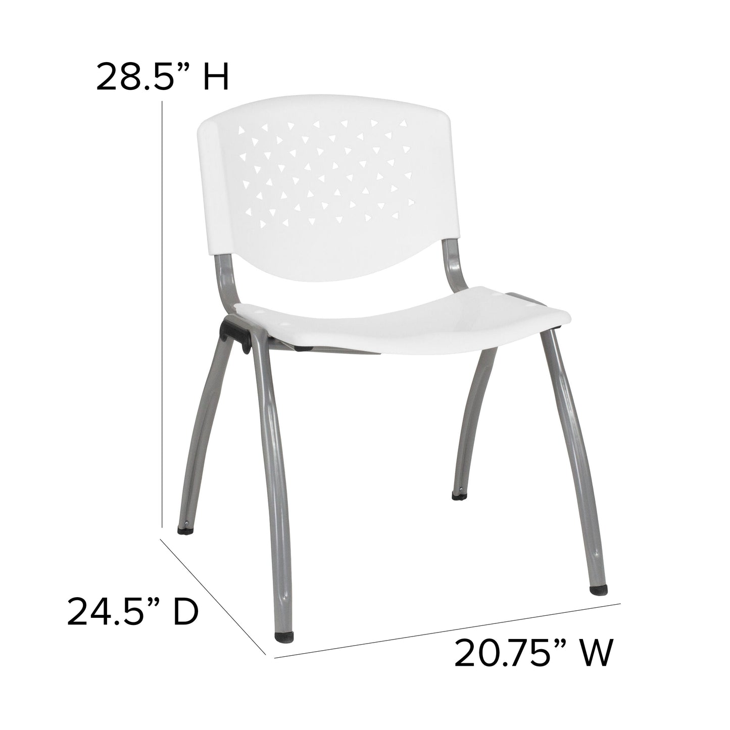 White Plastic Stack Chair RUT-F01A-WH-GG