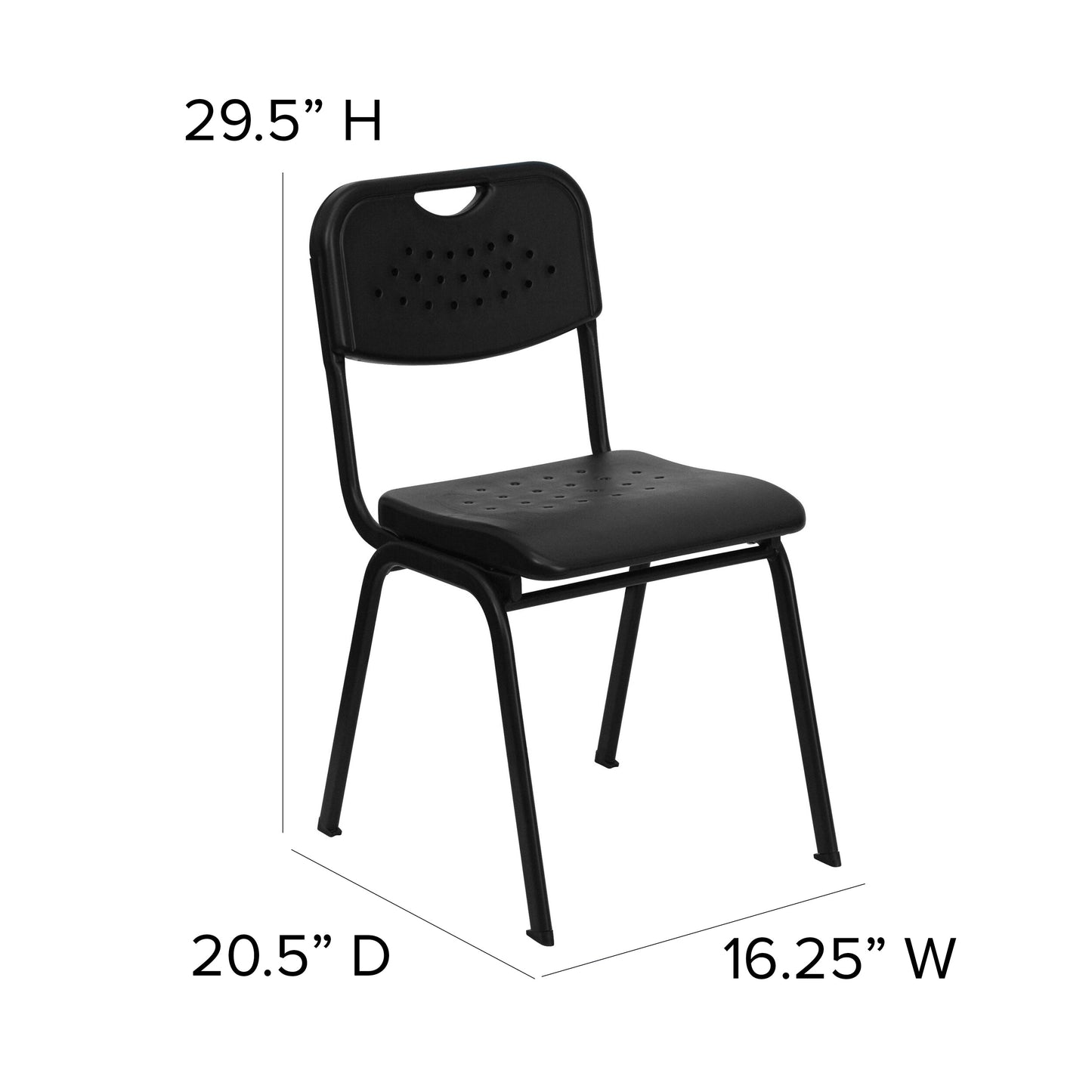 Black Plastic Stack Chair RUT-GK01-BK-GG