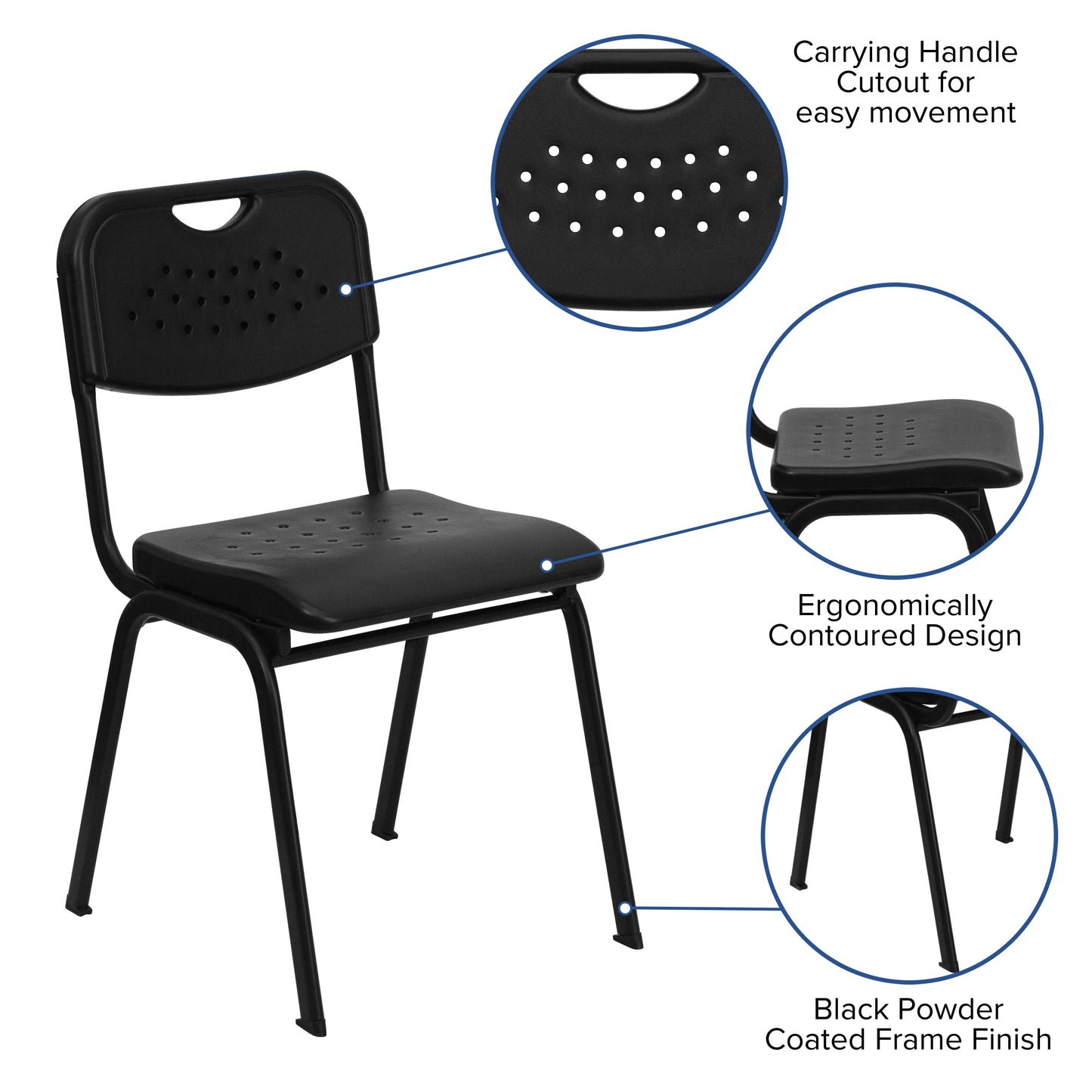 Black Plastic Stack Chair RUT-GK01-BK-GG