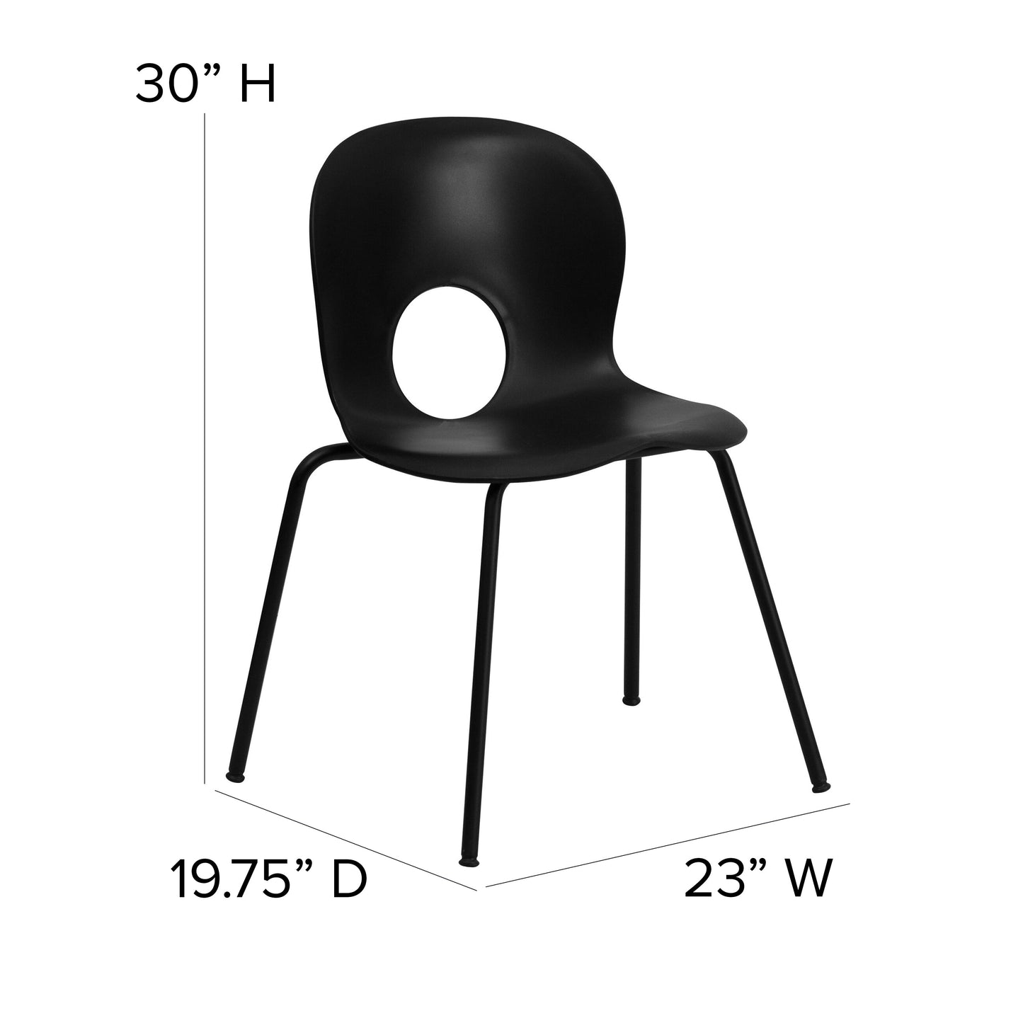 Black Plastic Stack Chair RUT-NC258-BK-GG