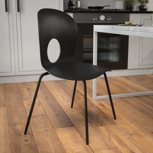 Black Plastic Stack Chair RUT-NC258-BK-GG