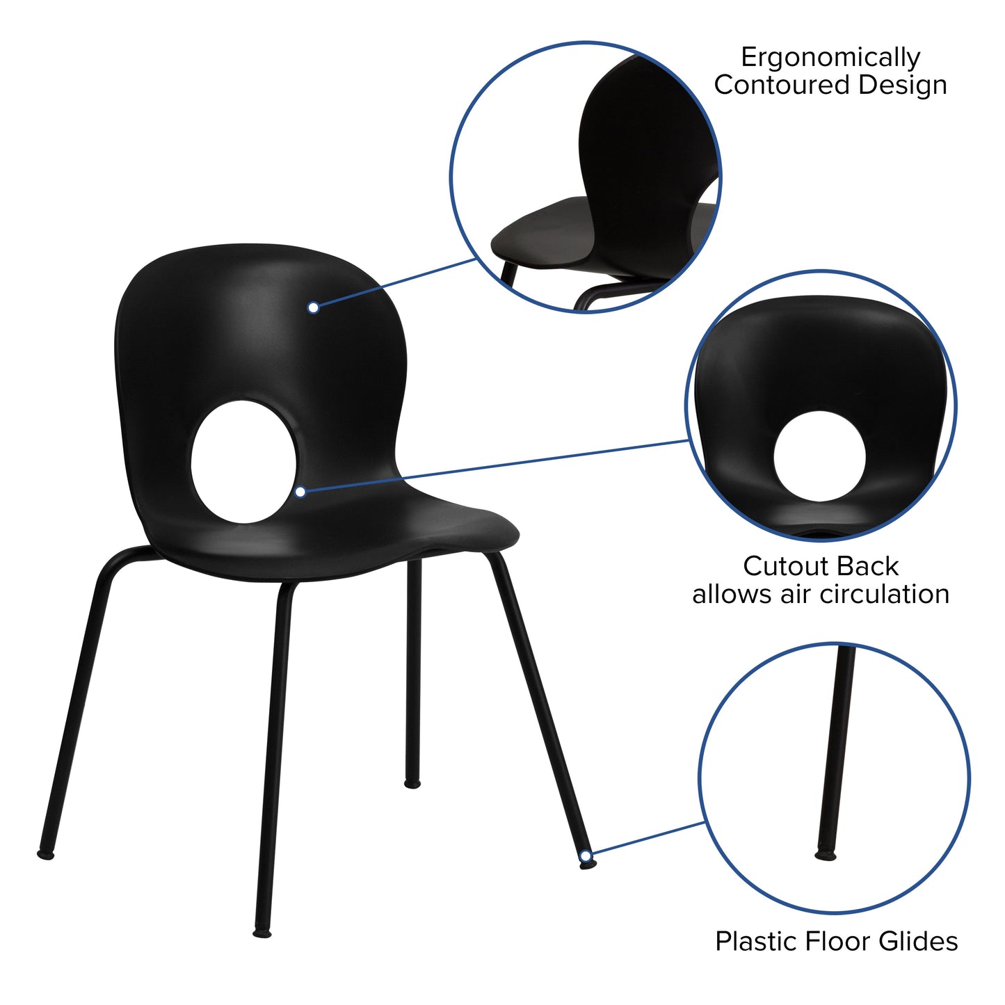 Black Plastic Stack Chair RUT-NC258-BK-GG