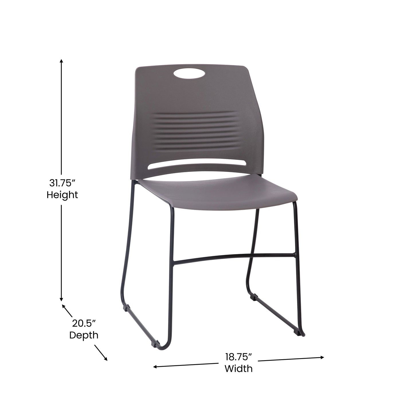 Gray Sled Base Stack Chair RUT-NC499A-GY-GG