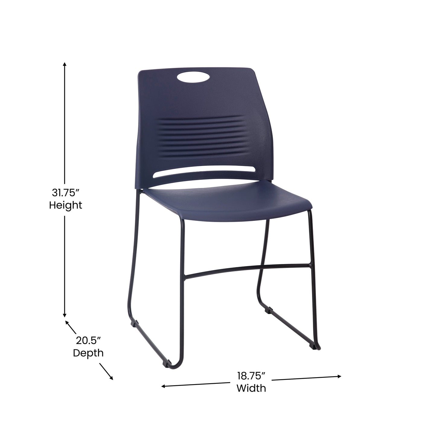 Navy Sled Base Stack Chair RUT-NC499A-NAVY-GG