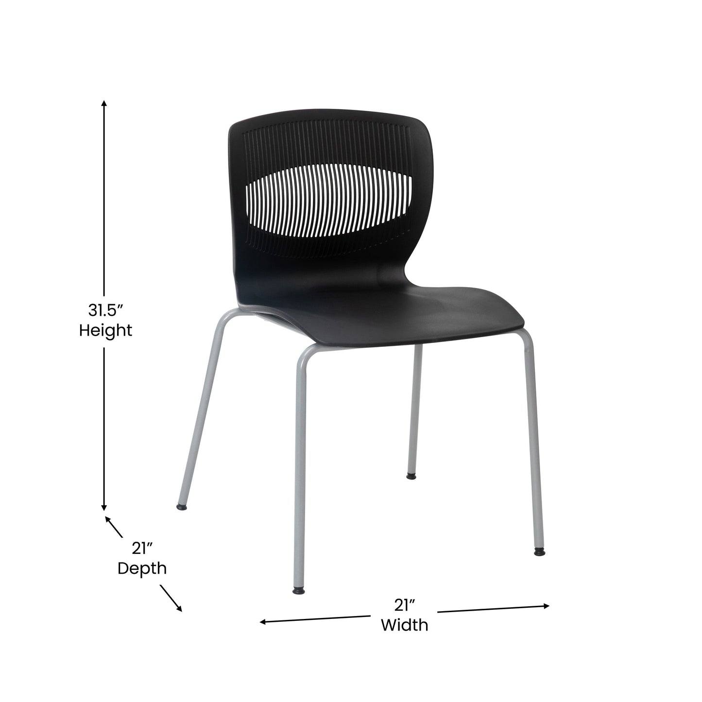 Black Plastic Stacking Chair RUT-NC618-BK-GG