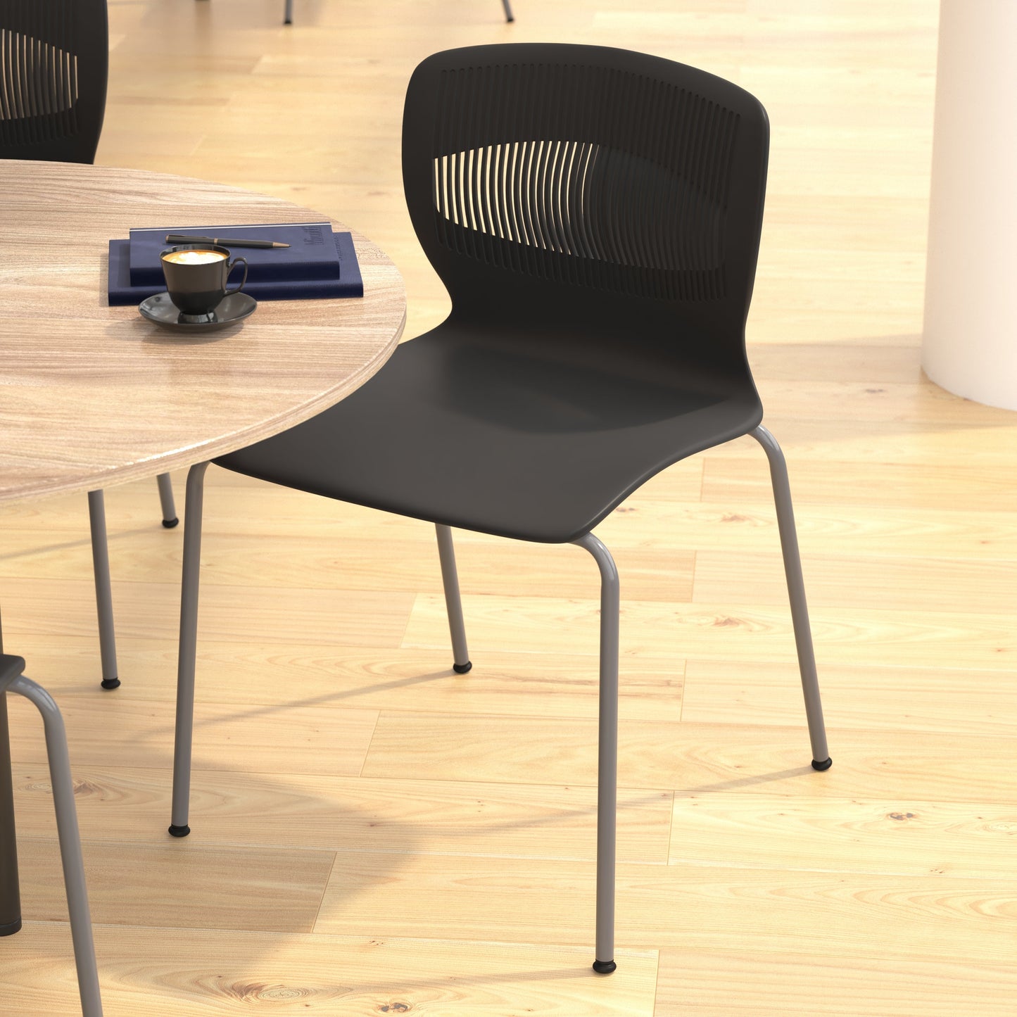 Black Plastic Stacking Chair RUT-NC618-BK-GG