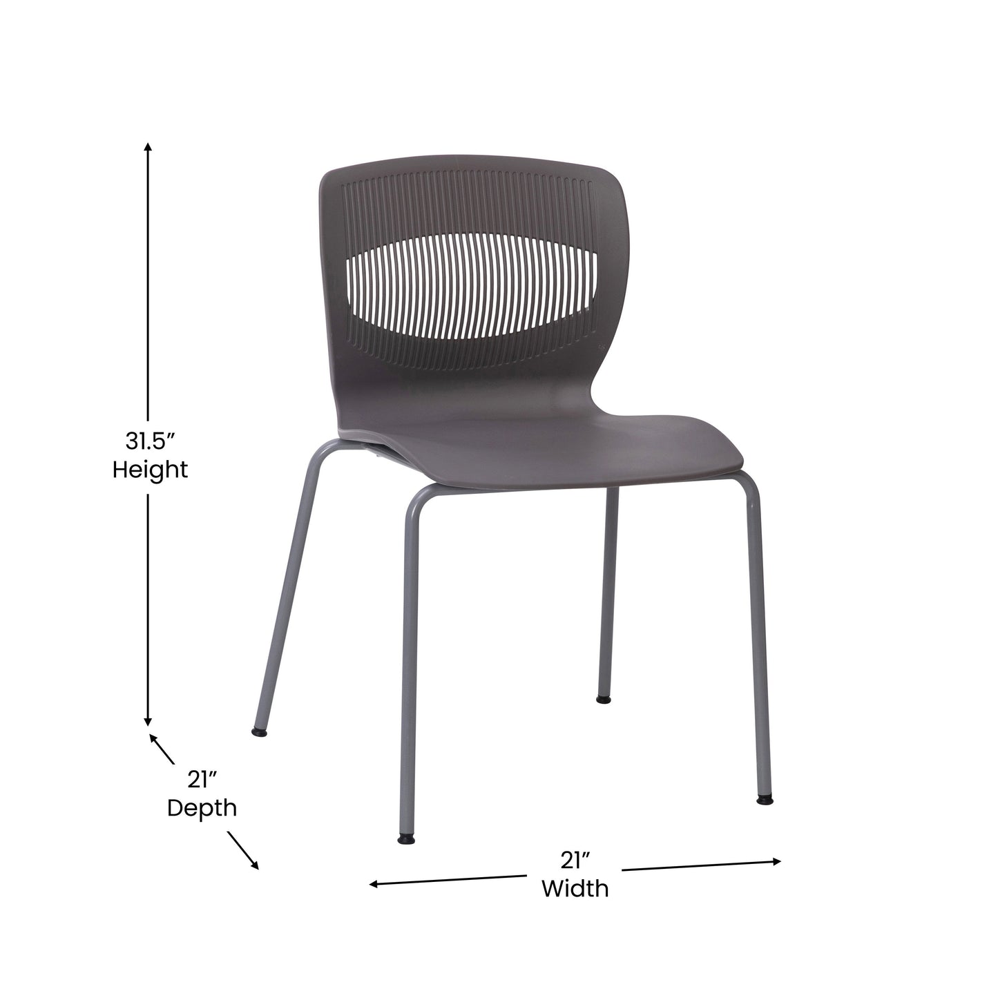 Gray Plastic Stacking Chair RUT-NC618-GY-GG