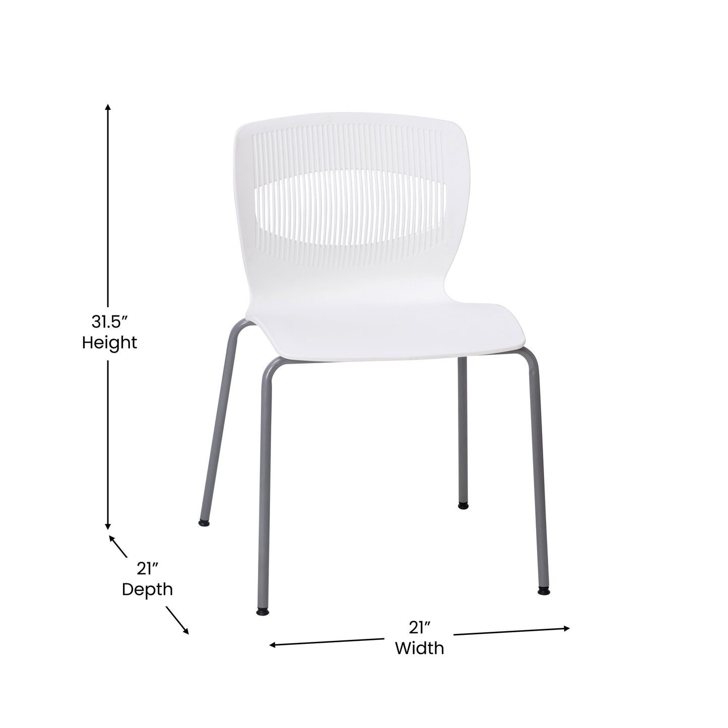 White Plastic Stacking Chair RUT-NC618-WH-GG