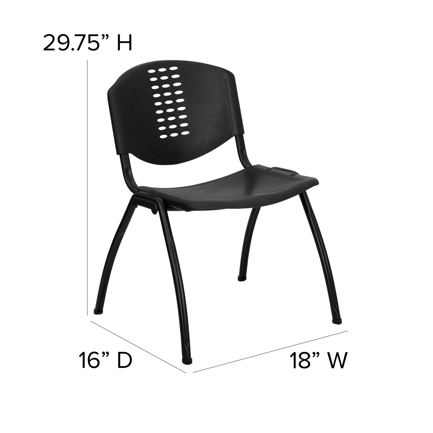 Black Plastic Stack Chair RUT-NF01A-BK-GG