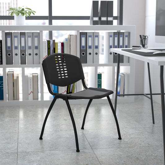 Black Plastic Stack Chair RUT-NF01A-BK-GG