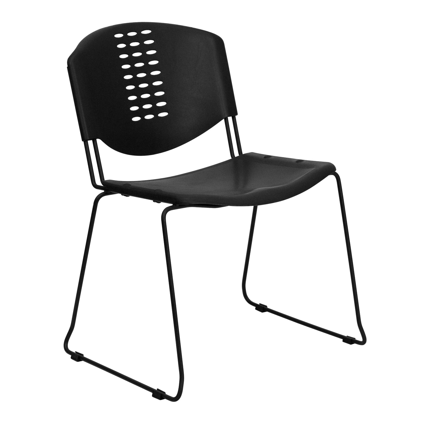 Black Plastic Stack Chair RUT-NF02-BK-GG