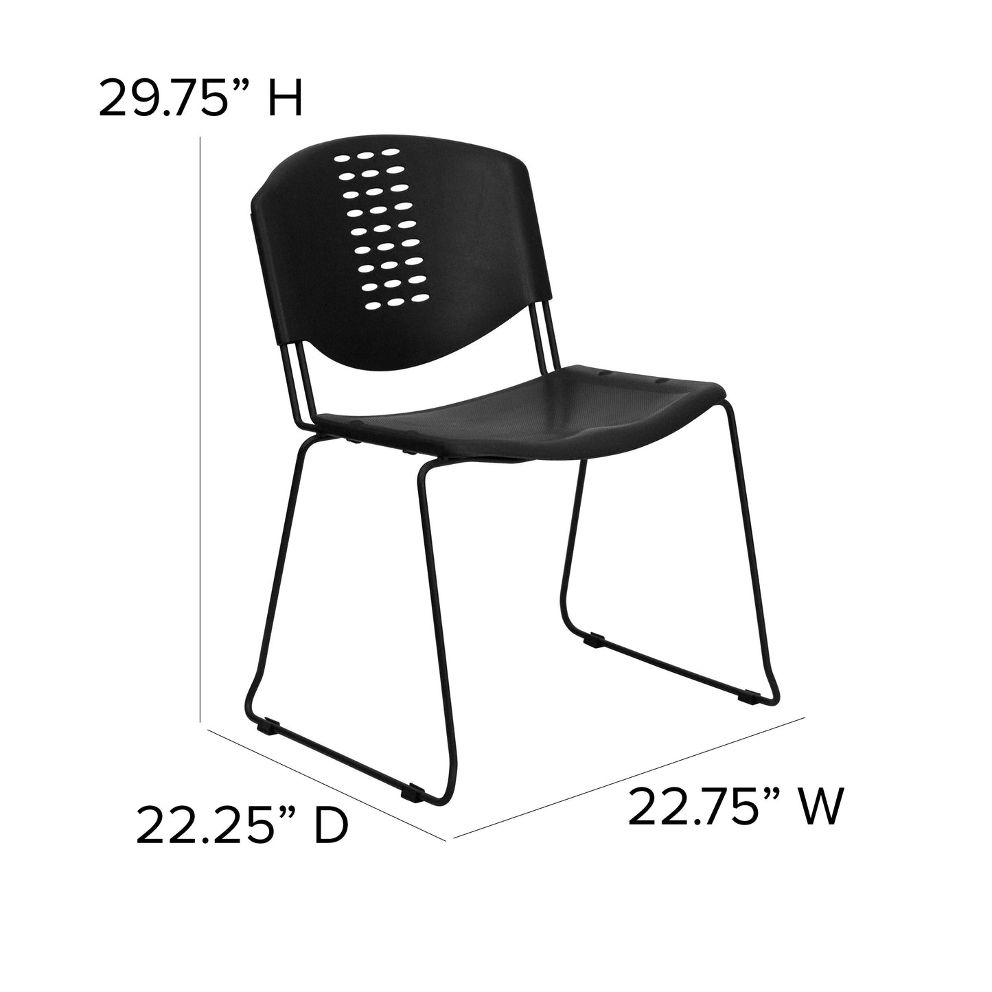 Black Plastic Stack Chair RUT-NF02-BK-GG