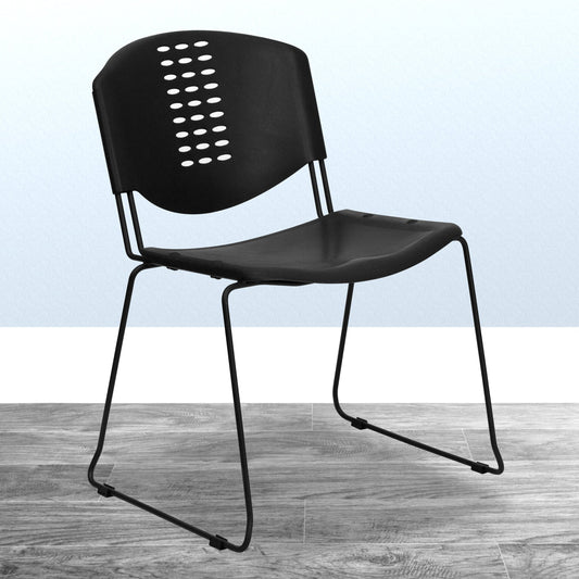 Black Plastic Stack Chair RUT-NF02-BK-GG