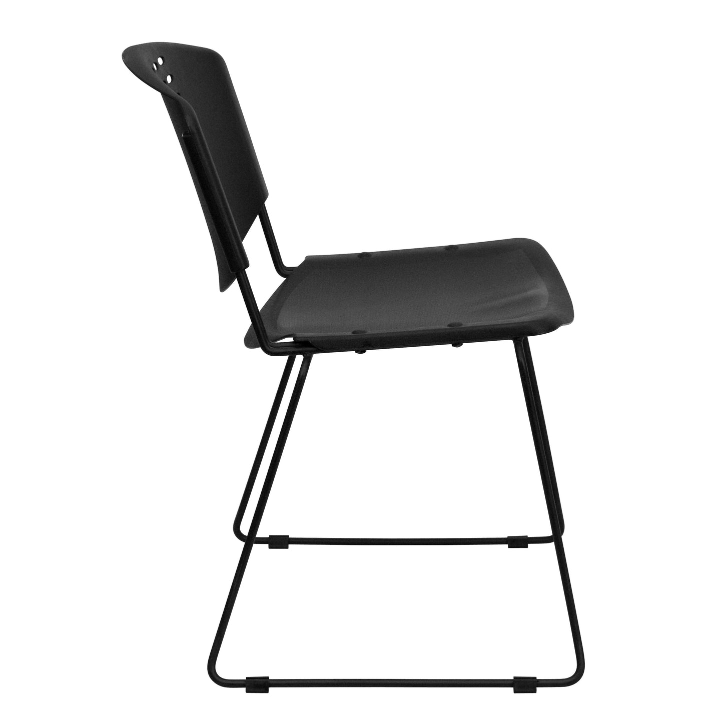 Black Plastic Stack Chair RUT-NF02-BK-GG