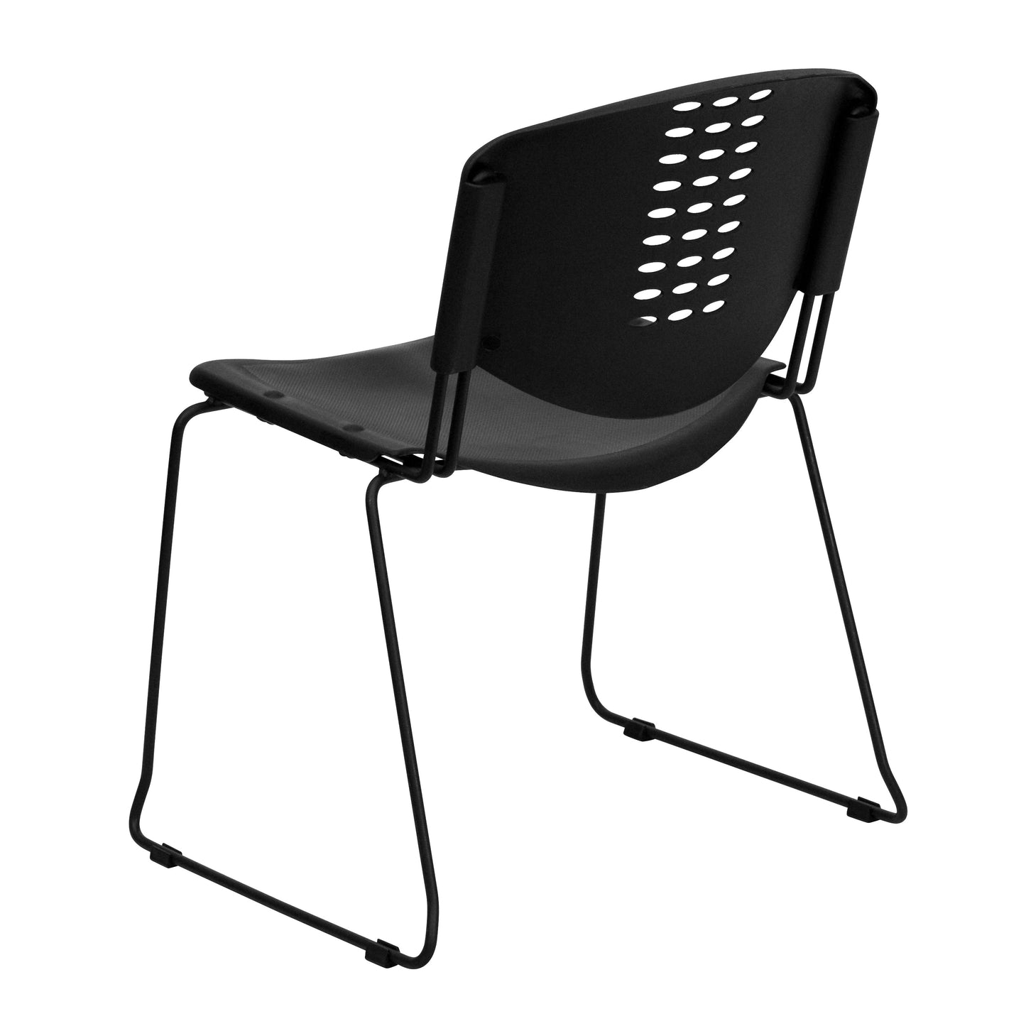 Black Plastic Stack Chair RUT-NF02-BK-GG