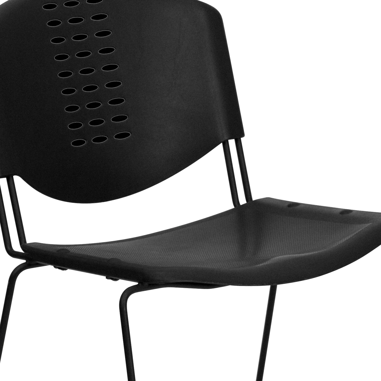 Black Plastic Stack Chair RUT-NF02-BK-GG