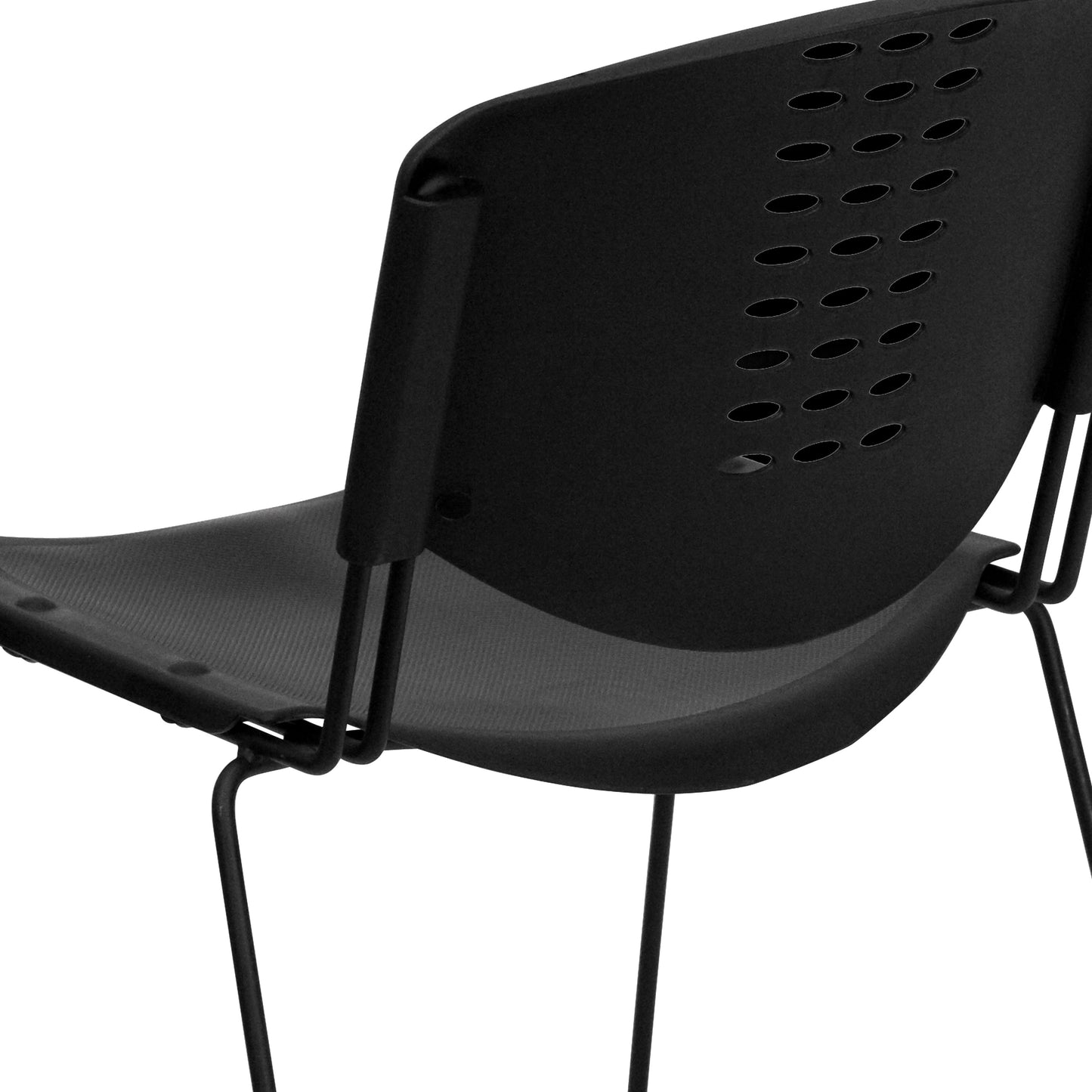 Black Plastic Stack Chair RUT-NF02-BK-GG