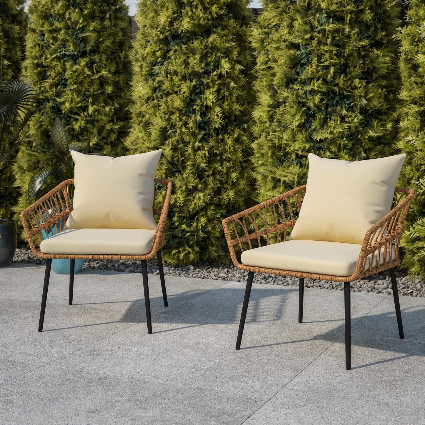 2PK NAT/Cream PE Rattan Chairs SB-1960-CH-CREAM-GG