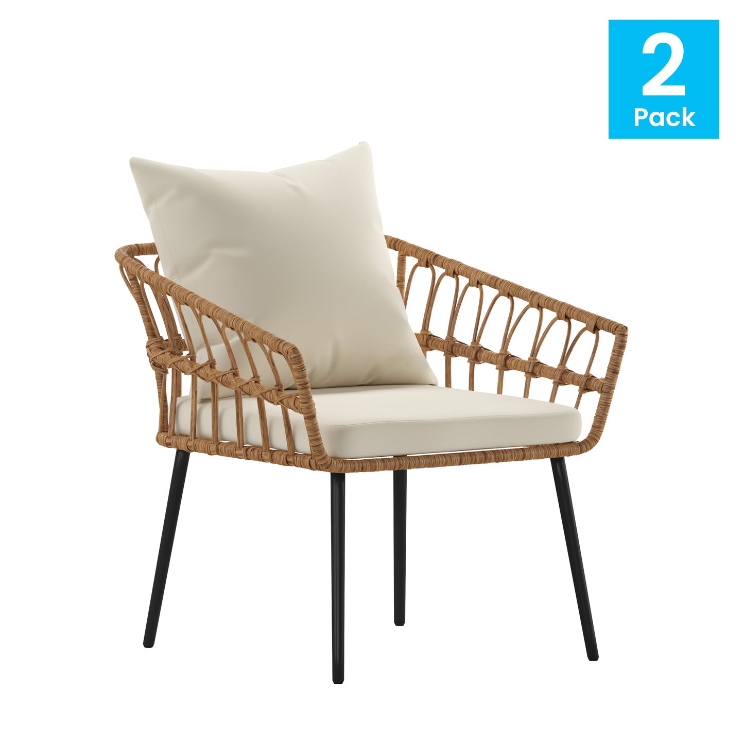 2PK NAT/Cream PE Rattan Chairs SB-1960-CH-CREAM-GG