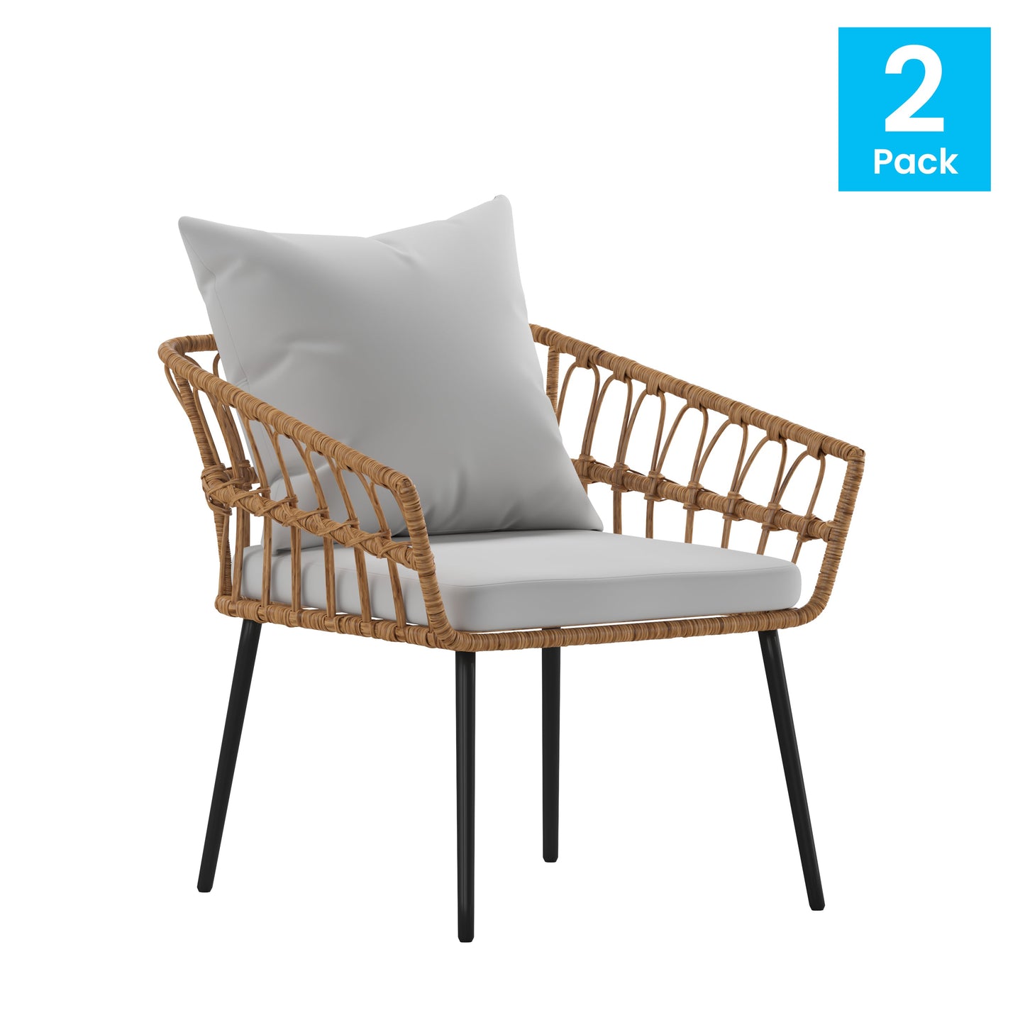 2PK NAT/Gray PE Rattan Chairs SB-1960-CH-GY-GG