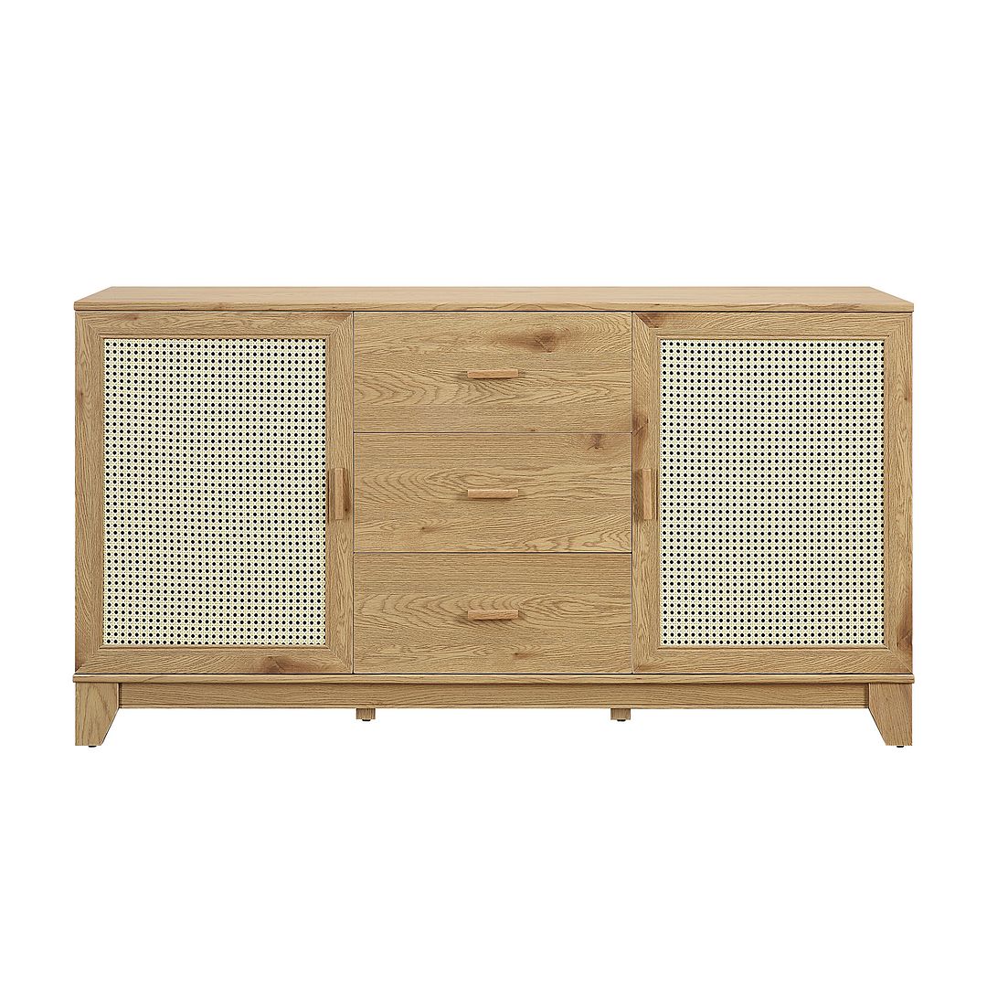 Manhattan Comfort Sheridan 59.05 Modern Cane Sideboard with Adjustable Shelves in Nature