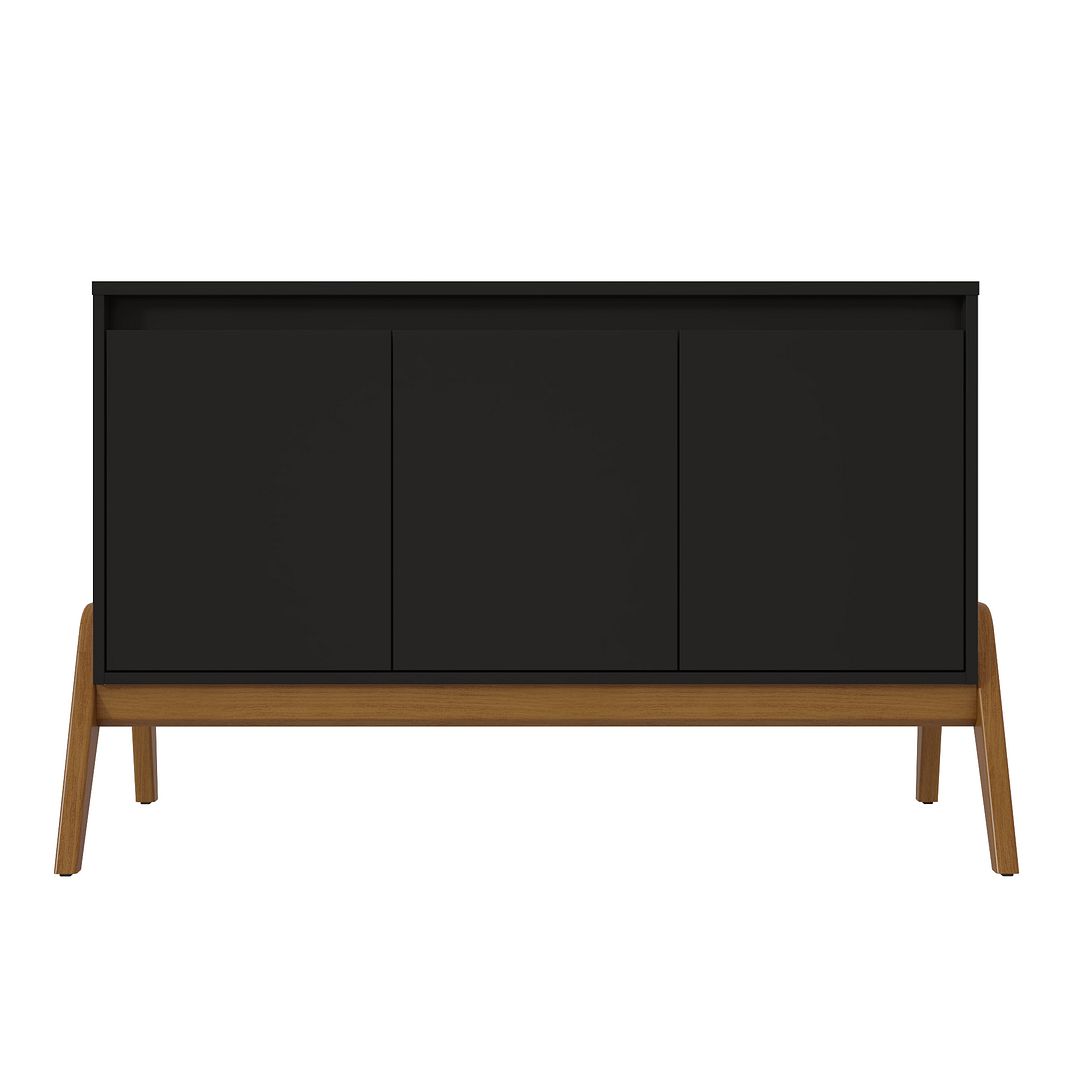 Manhattan Comfort Mid-Century Modern Gales 48.50 Sideboard with Solid Wood Legs in Matte Black